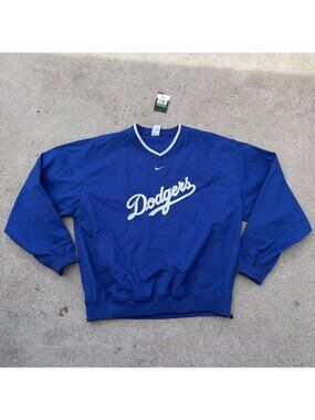 VTG Nike Los Angeles Dodgers Men's XL Blue Windbreaker Pullover Jacket